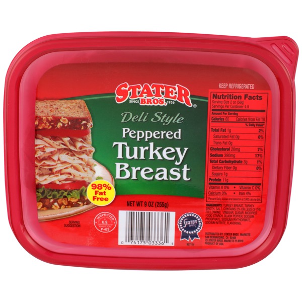 Stater Bros. Deli Style Peppered Turkey Breast 1Source