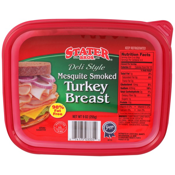 Stater Bros. Deli Style Mesquite Smoked Turkey Breast 1Source