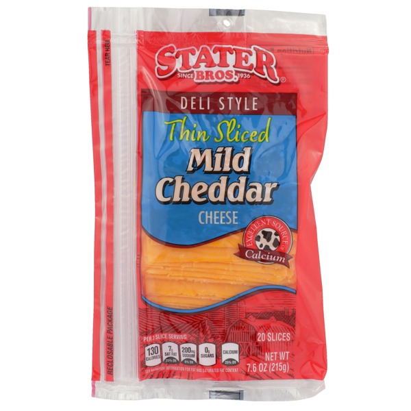 Stater Bros. Deli Style Thin Sliced Mild Cheddar Cheese 1Source