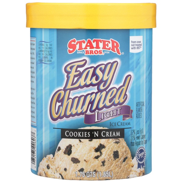 Stater Bros. Easy Churned, Light Cookies 'N Cream Ice Cream 1Source
