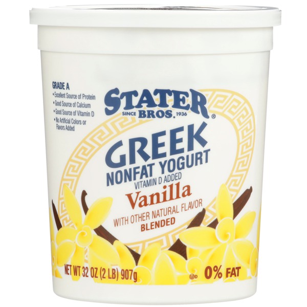 Stater Bros. Vanilla Blended Greek Nonfat Yogurt 1Source
