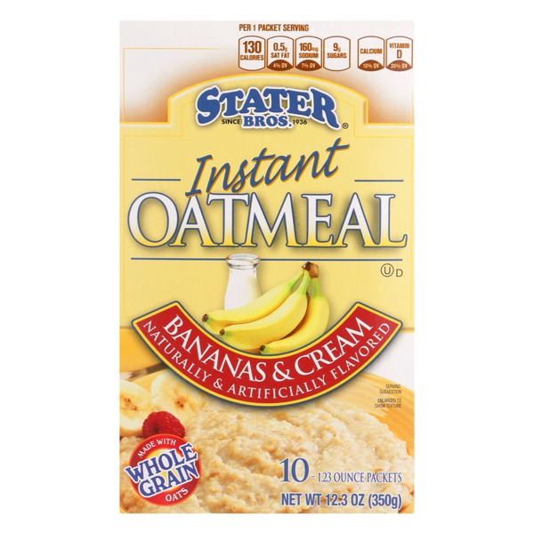 Stater Bros. Bananas & Cream Instant Oatmeal 1Source