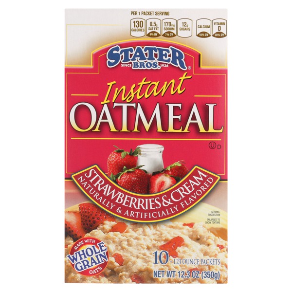 Stater Bros. Strawberries & Cream Instant Oatmeal 1Source