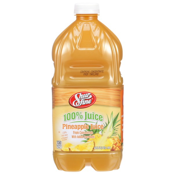 Shurfine 100 PINEAPPLE JUICE FROM CONCENTRATE WITH ADDED INGREDIENTS
