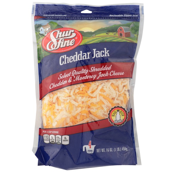 Shurfine SELECT QUALITY SHREDDED CHEDDAR & MONTEREY JACK CHEESE 1Source