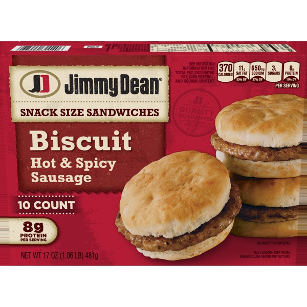 Jimmy Dean® Snack Size Hot And Spicy Sausage Biscuit Sandwiches (Frozen