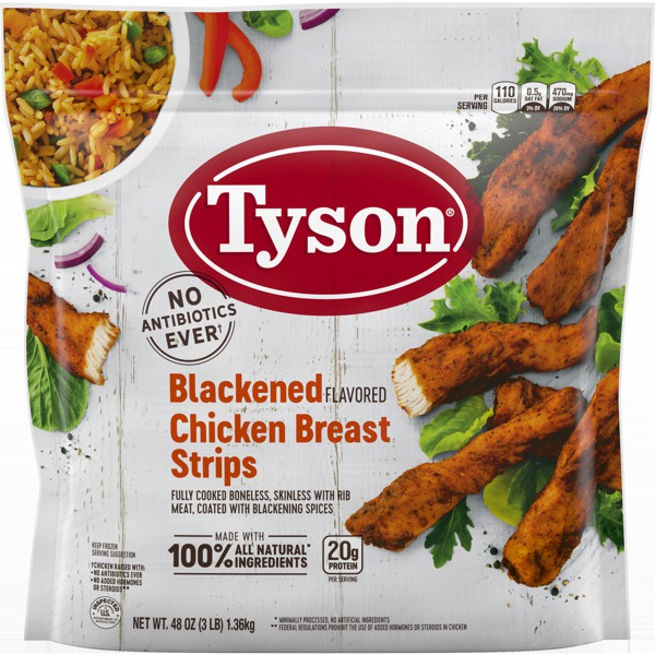 Tyson® Grilled & Ready® Blackened Flavor Unbreaded Chicken Strips, 48