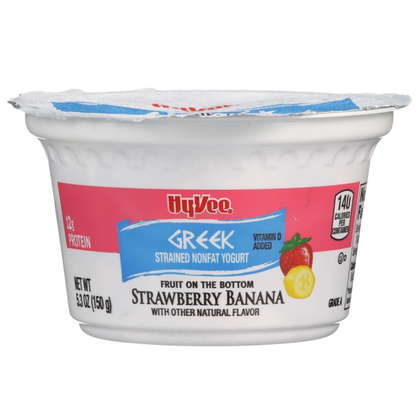 HyVee STRAWBERRY BANANA GREEK STRAINED NONFAT YOGURT 1Source