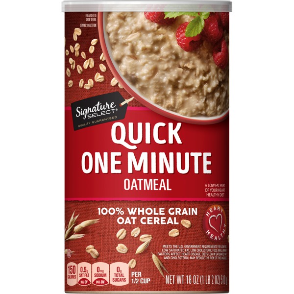 Signature Select 100 Whole Grain Oat Cereal Quick One Minute Oatmeal