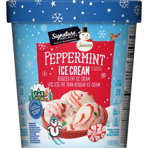 Signature Select PEPPERMINT FLAVORED REDUCED FAT ICE CREAM - 1Source