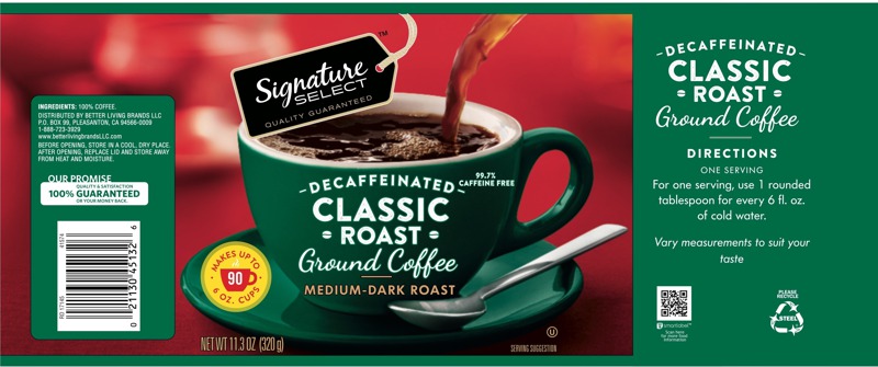 Signature Select Decaffeinated Classic Roast Ground Coffee Medium-Dark ...