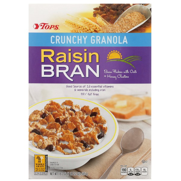 Crunchy Granola Raisin Bran Flakes With Oats & Honey Clusters 1Source