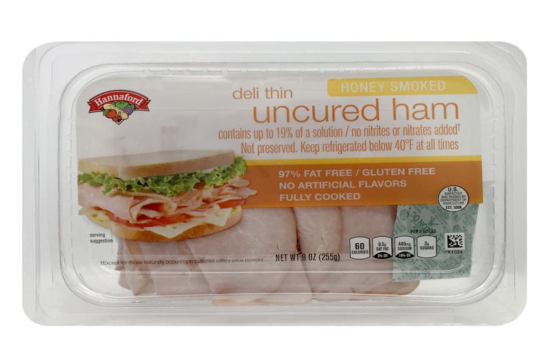 Hannaford Deli Thin Uncured Ham Honey Smoked 1Source