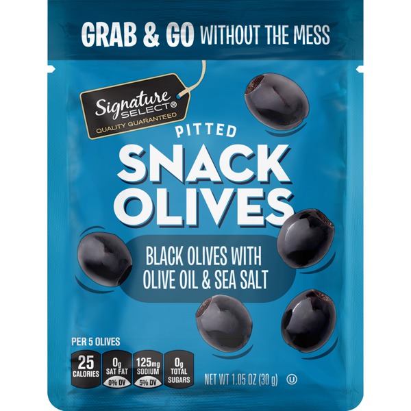 Signature Select Black Olives With Olive Oil & Sea Salt Pitted Snack