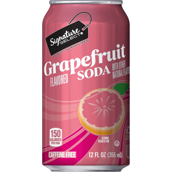 Signature Select CAFFEINE FREE GRAPEFRUIT FLAVORED SODA 1Source