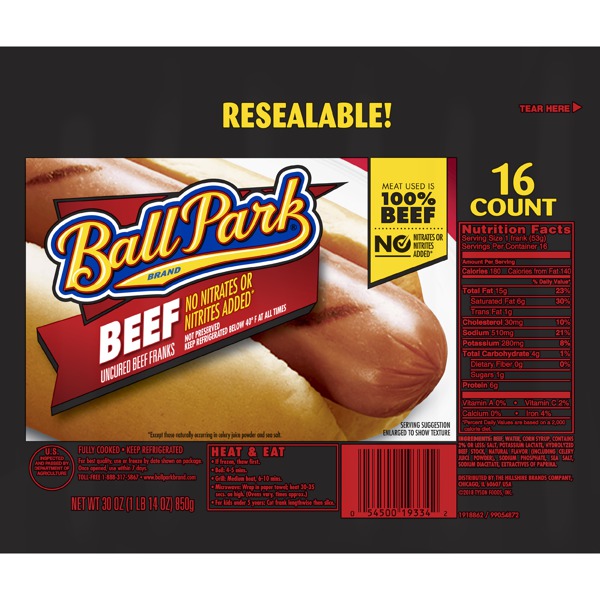 Ball Park® Beef Franks Original Length 16 Count (Family Pack) 1Source