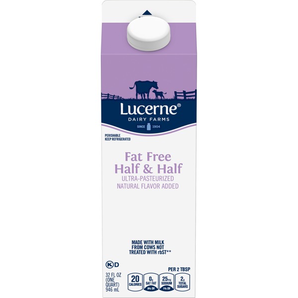 Lucerne Dairy Farms FAT FREE HALF & HALF MILK 1Source
