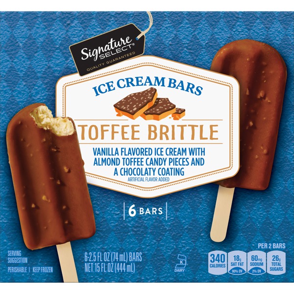 Signature Select VANILLA FLAVORED ICE CREAM WITH ALMOND TOFFEE CANDY