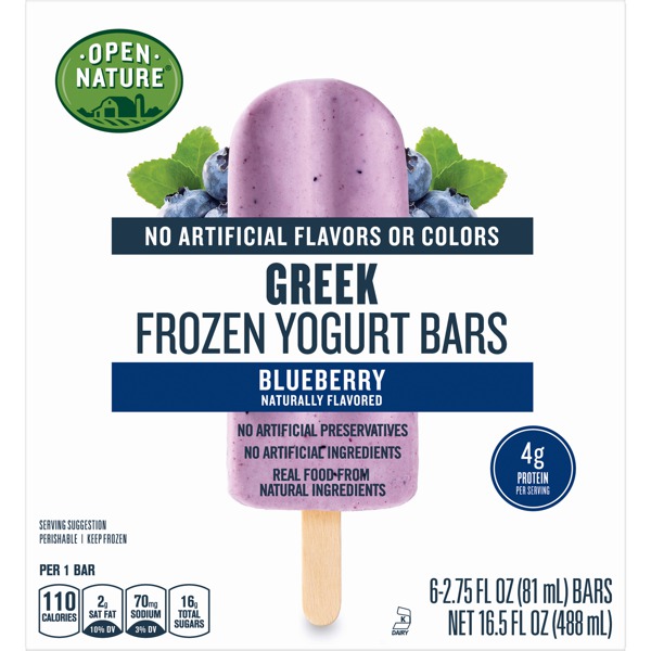 Open Nature BLUEBERRY GREEK FROZEN YOGURT BARS 1Source