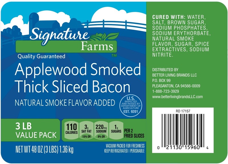 Signature Farms Applewood Smoked Thick Sliced Bacon 1Source