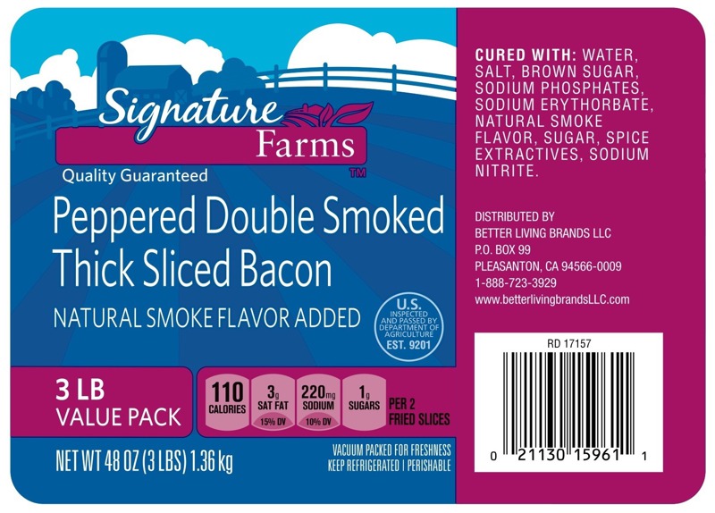 Signature Farms Peppered Double Smoked Thick Sliced Bacon 1Source