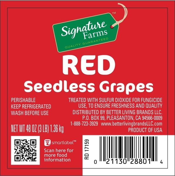 Signature Farms, Red Seedless Grapes 1Source