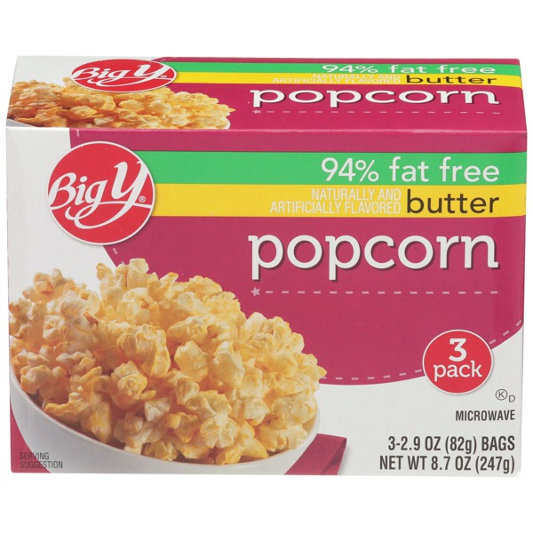 Big Y Butter 94 Fat Free Microwave Popcorn 1Source