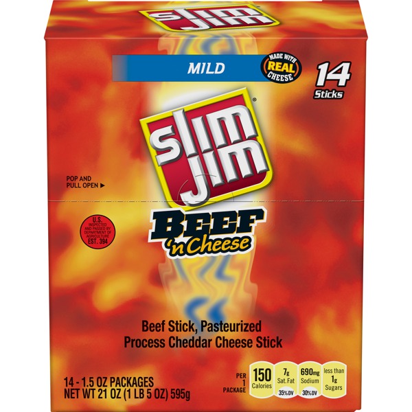 Slim Jim BEEF 'N CHEESE STICKS 1Source