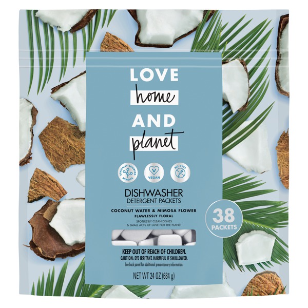 Love Home And Dishwasher Detergent Packets, Coconut Water