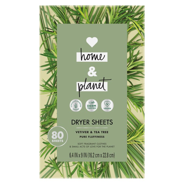 Love Home And Planet Dryer Sheets Vetiver & Tea Tree