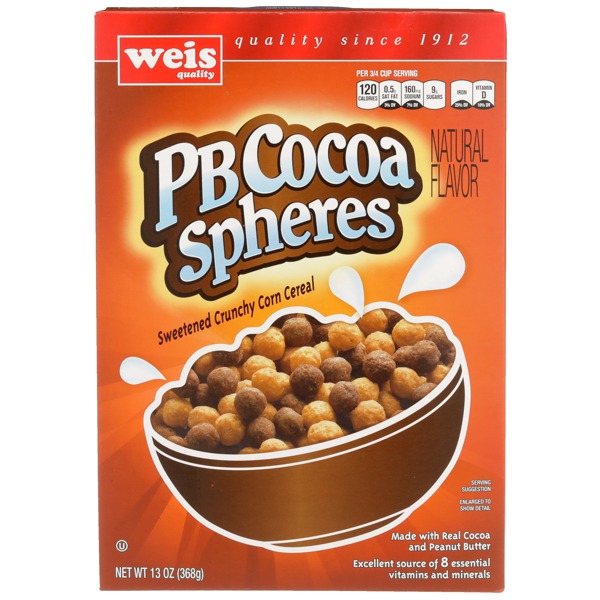 Weis Quality PB COCOA SPHERES SWEETENED CRUNCHY CORN CEREAL 1Source