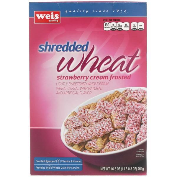 Weis Quality SHREDDED WHEAT STRAWBERRY CREAM FROSTED LIGHTLY SWEETENED