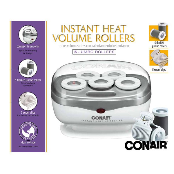 Conair Instant Heat Volume Rollers; 5 Jumbo Rollers, Model TS7X 1 1/ 2