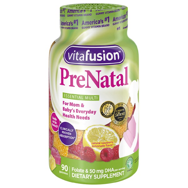 Vitafusion Prenatal Gummy Vitamins Raspberry Lemonade 1Source