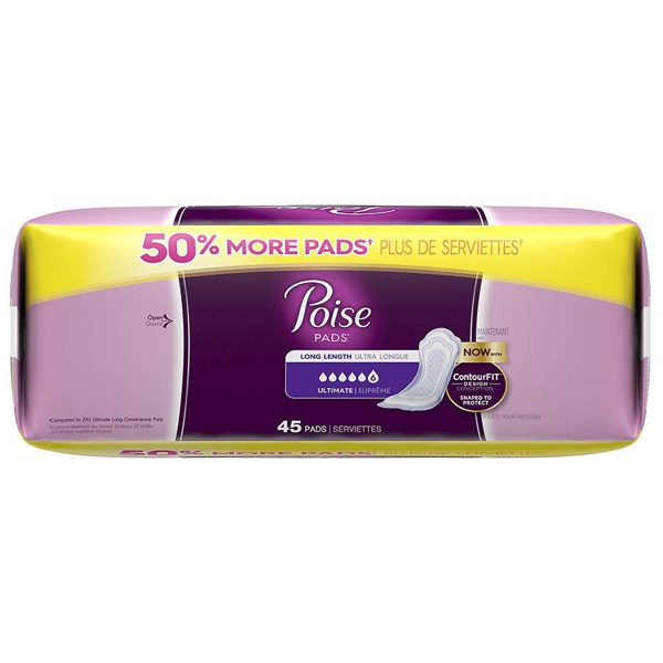 Poise Incontinence Pads, Original Design, Ultimate Absorbency, Long