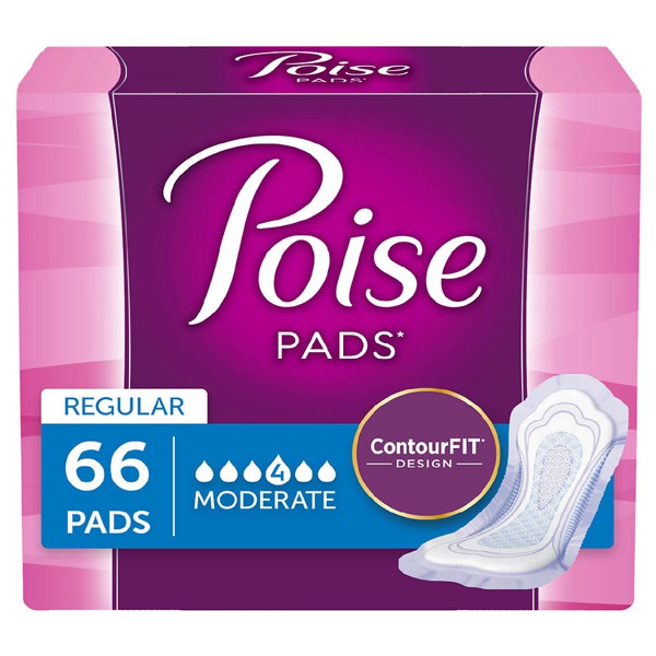 Poise Incontinence Pads Moderate Absorbency Regular Length 1source 8936