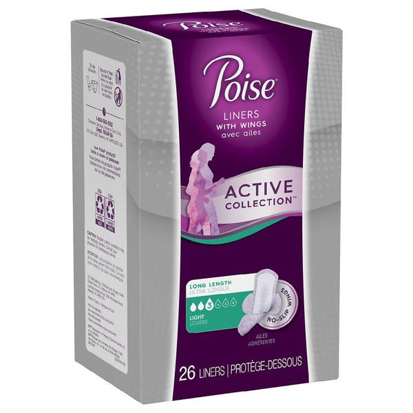 Poise Active Collection Light Absorbancy Incontinence Liners With Wings