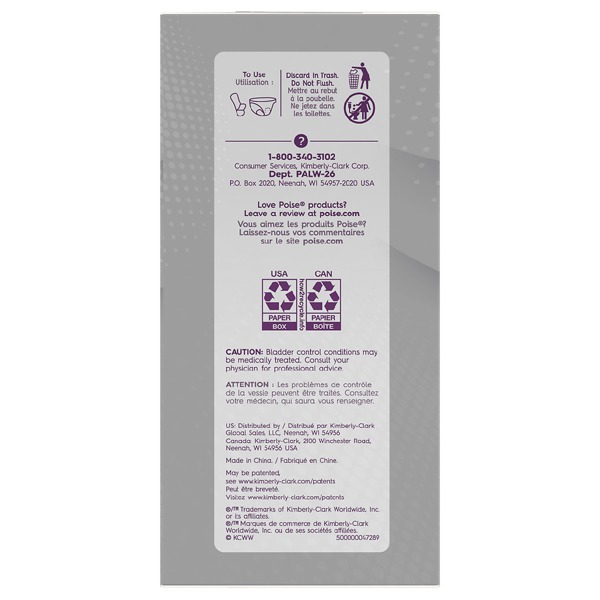 Poise Active Collection Light Absorbancy Incontinence Liners With Wings