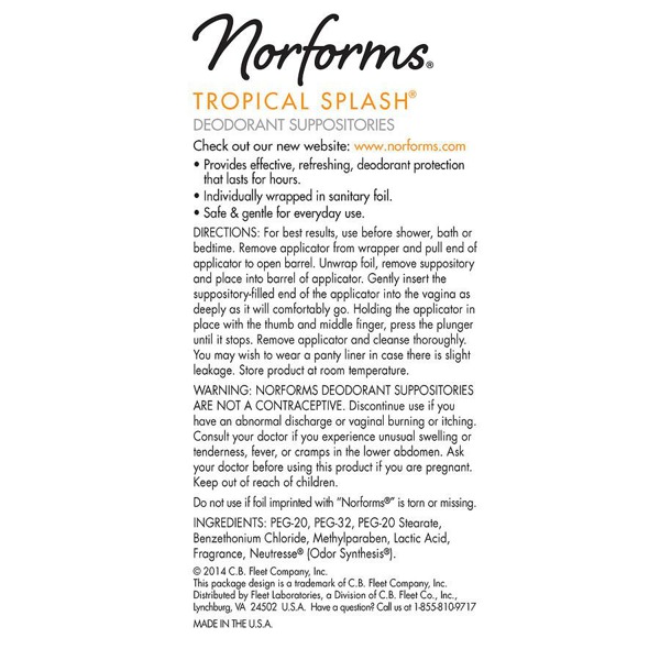 Norforms Feminine Deodorant Suppositories Tropical Splash 1Source