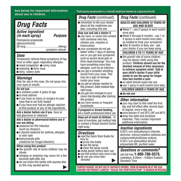 Walgreens Fluticasone Propionate 50 Mcg, 24 Hour Relief Allergy Nasal