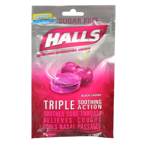 Halls Sugar Free Cough Suppressant Drops Black Cherry 1Source