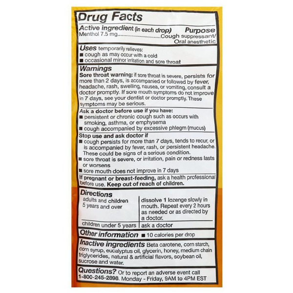 Walgreens Cough Drops Honey Lemon 1Source