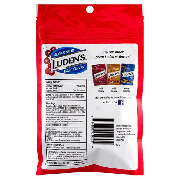 Luden'S Sugar Free Wild Cherry Throat Drops Wild Cherry 1Source