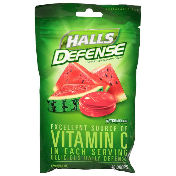 Halls Defense Vitamin C Supplement Drops Watermelon 1Source