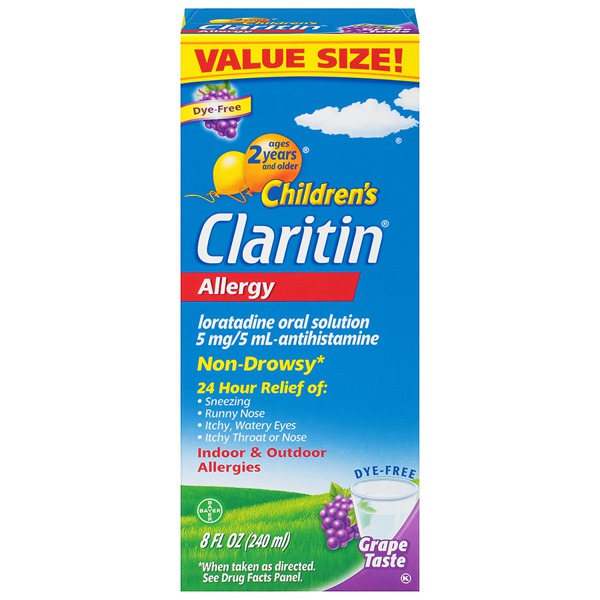 Claritin Children'S 24 Hour Allergy Relief DyeFree Syrup Grape 1Source
