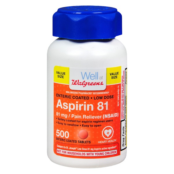 Walgreens Low Dose 81Mg Aspirin Safety Coated Tablets 1Source