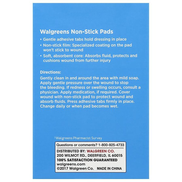 Walgreens NonStick Adhesive Pads 2 Inch X 3 Inch 1Source