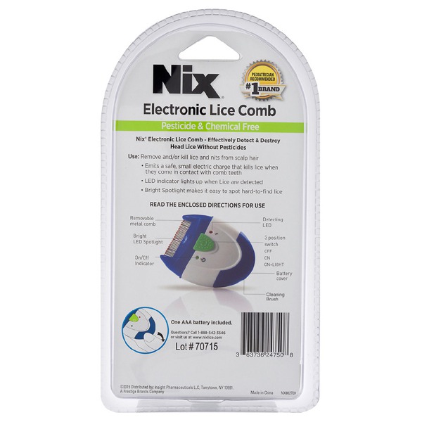 Nix Electronic Lice Comb, Detects And Destroys Lice On Contact