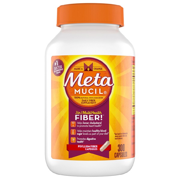 Metamucil 100 Natural Psyllium Husk Daily Fiber Supplement Capsules