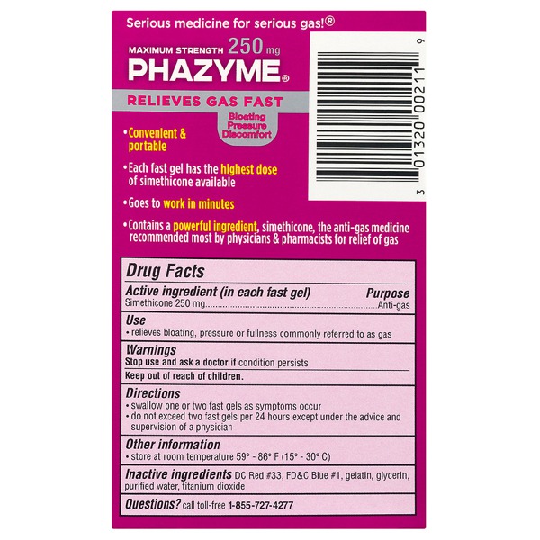 Phazyme Maximum Strength Gas And Bloating Relief, 250 Mg 1Source
